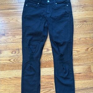PAIGE Black Verdugo Ankle Skinny Jeans with Ripped Knees